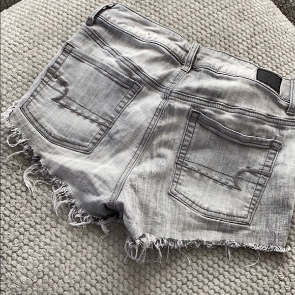 Gray High Waist Jean Shorts - Picture 2 of 4